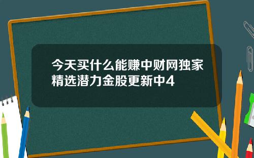今天买什么能赚中财网独家精选潜力金股更新中4