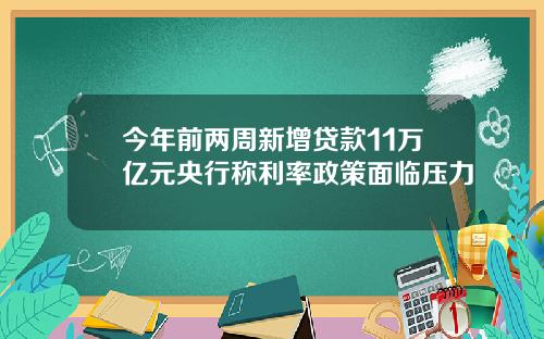 今年前两周新增贷款11万亿元央行称利率政策面临压力