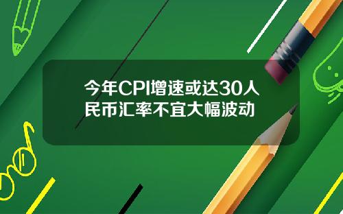 今年CPI增速或达30人民币汇率不宜大幅波动