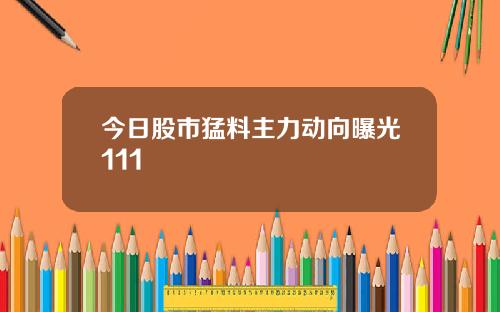 今日股市猛料主力动向曝光111
