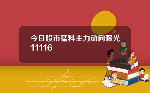 今日股市猛料主力动向曝光11116