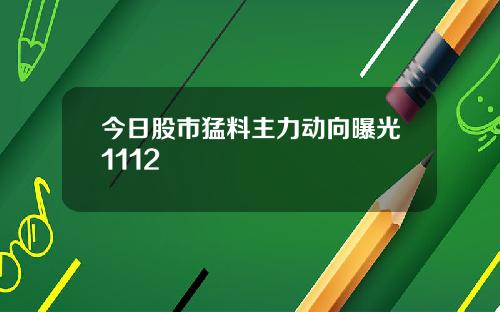 今日股市猛料主力动向曝光1112