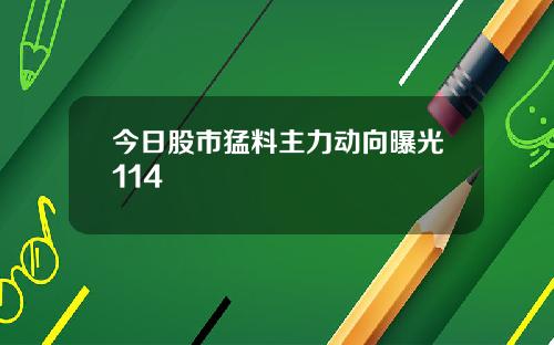 今日股市猛料主力动向曝光114