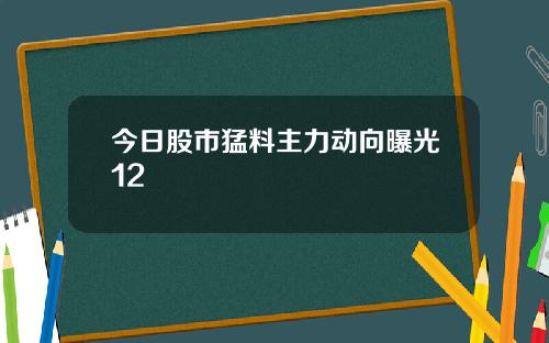 今日股市猛料主力动向曝光12