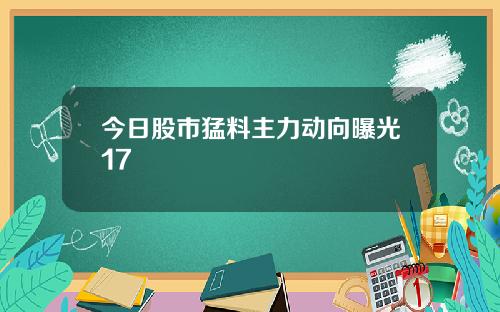 今日股市猛料主力动向曝光17