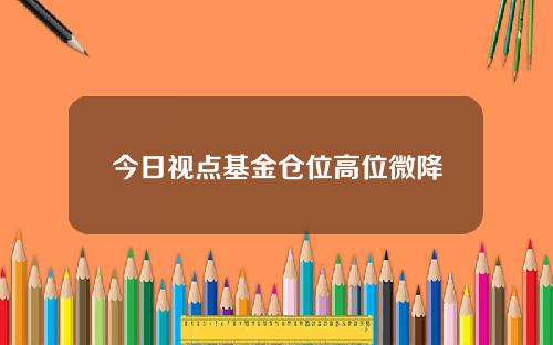 今日视点基金仓位高位微降