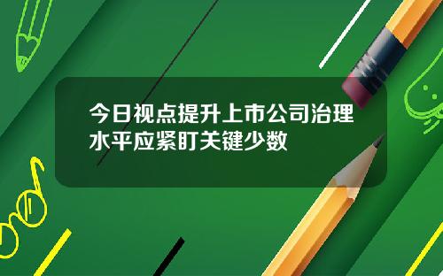今日视点提升上市公司治理水平应紧盯关键少数