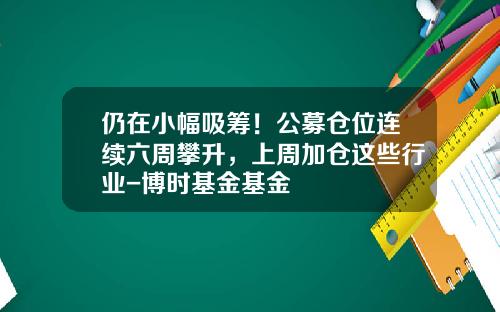 仍在小幅吸筹！公募仓位连续六周攀升，上周加仓这些行业-博时基金基金