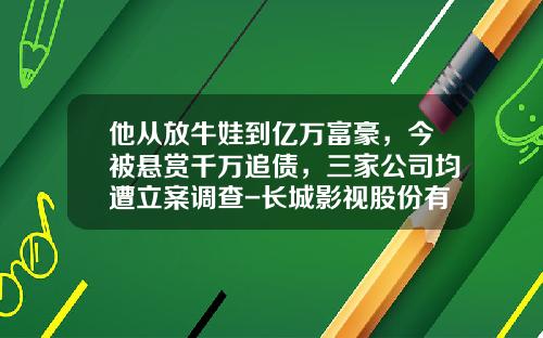 他从放牛娃到亿万富豪，今被悬赏千万追债，三家公司均遭立案调查-长城影视股份有限公司董事长