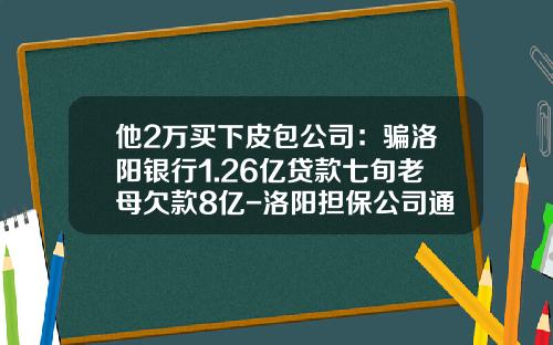 他2万买下皮包公司：骗洛阳银行1.26亿贷款七旬老母欠款8亿-洛阳担保公司通缉名单