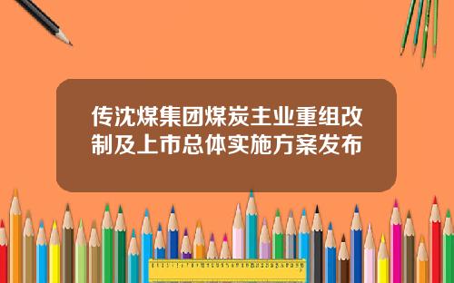 传沈煤集团煤炭主业重组改制及上市总体实施方案发布