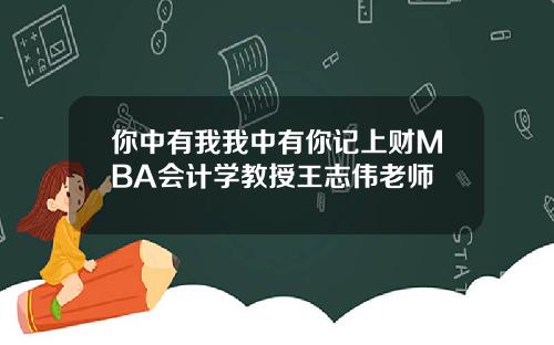 你中有我我中有你记上财MBA会计学教授王志伟老师