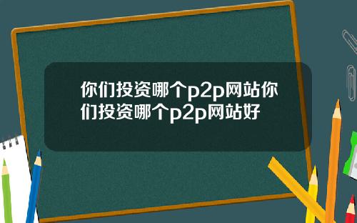 你们投资哪个p2p网站你们投资哪个p2p网站好