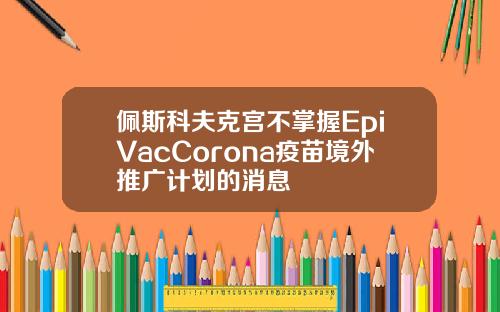 佩斯科夫克宫不掌握EpiVacCorona疫苗境外推广计划的消息