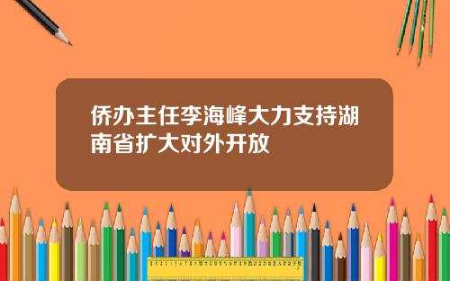 侨办主任李海峰大力支持湖南省扩大对外开放