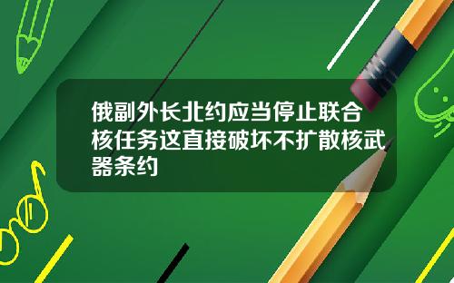 俄副外长北约应当停止联合核任务这直接破坏不扩散核武器条约