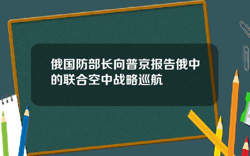 俄国防部长向普京报告俄中的联合空中战略巡航