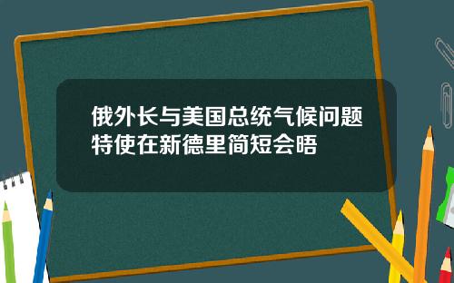 俄外长与美国总统气候问题特使在新德里简短会晤