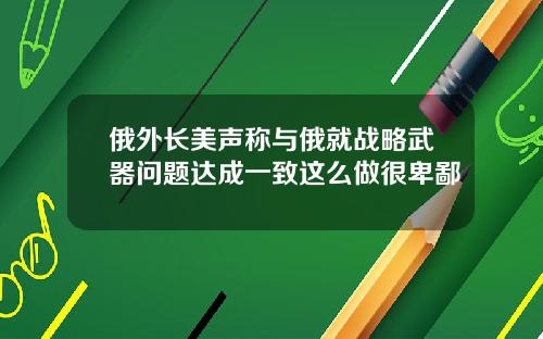 俄外长美声称与俄就战略武器问题达成一致这么做很卑鄙