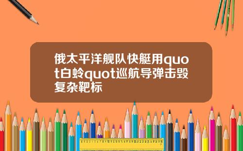 俄太平洋舰队快艇用quot白蛉quot巡航导弹击毁复杂靶标