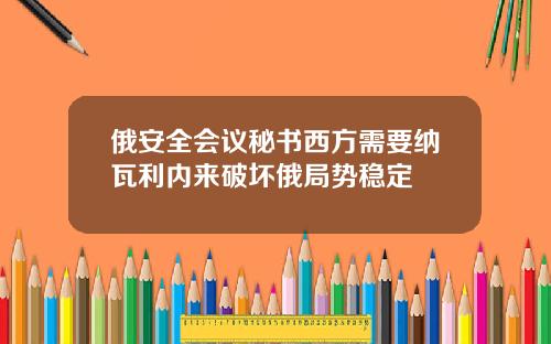俄安全会议秘书西方需要纳瓦利内来破坏俄局势稳定