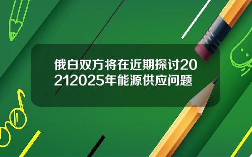 俄白双方将在近期探讨20212025年能源供应问题