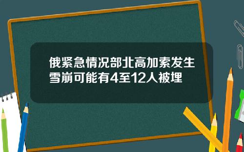 俄紧急情况部北高加索发生雪崩可能有4至12人被埋