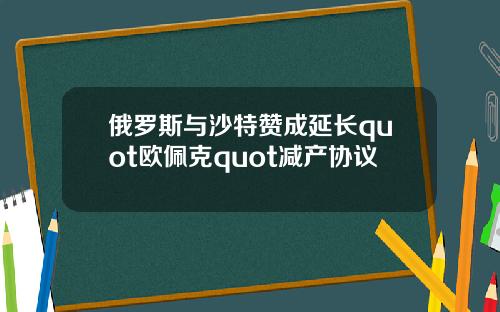 俄罗斯与沙特赞成延长quot欧佩克quot减产协议