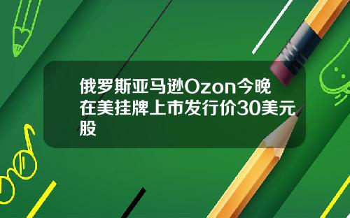 俄罗斯亚马逊Ozon今晚在美挂牌上市发行价30美元股