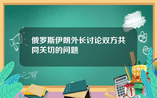 俄罗斯伊朗外长讨论双方共同关切的问题