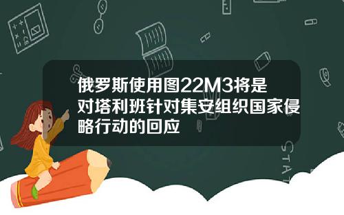 俄罗斯使用图22M3将是对塔利班针对集安组织国家侵略行动的回应