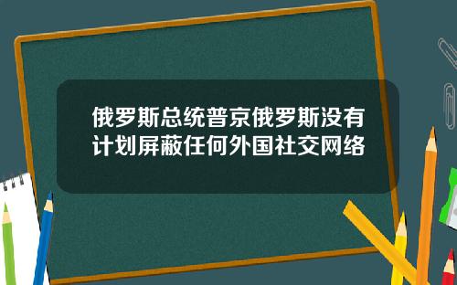 俄罗斯总统普京俄罗斯没有计划屏蔽任何外国社交网络