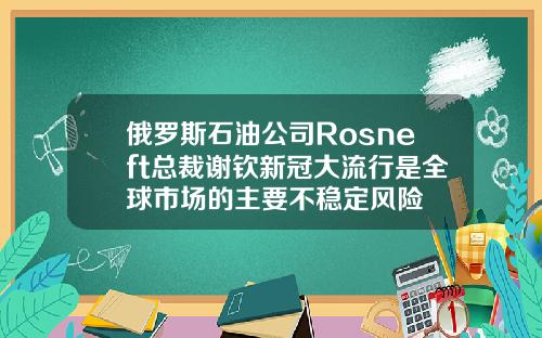 俄罗斯石油公司Rosneft总裁谢钦新冠大流行是全球市场的主要不稳定风险