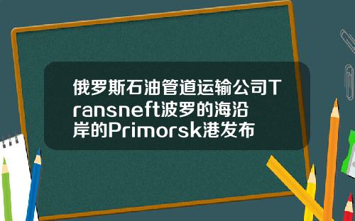 俄罗斯石油管道运输公司Transneft波罗的海沿岸的Primorsk港发布了风暴警报