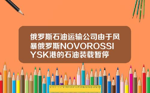俄罗斯石油运输公司由于风暴俄罗斯NOVOROSSIYSK港的石油装载暂停