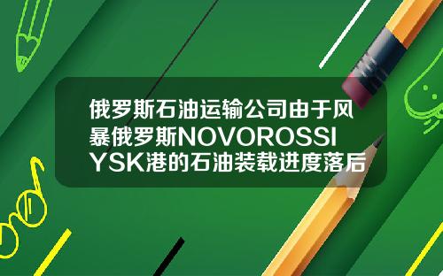 俄罗斯石油运输公司由于风暴俄罗斯NOVOROSSIYSK港的石油装载进度落后