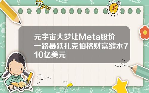 元宇宙大梦让Meta股价一路暴跌扎克伯格财富缩水710亿美元