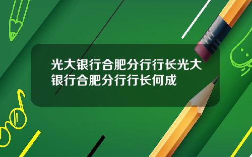 光大银行合肥分行行长光大银行合肥分行行长何成