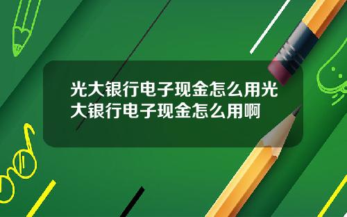 光大银行电子现金怎么用光大银行电子现金怎么用啊