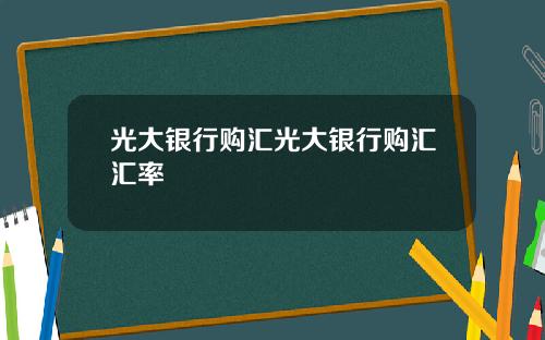 光大银行购汇光大银行购汇汇率