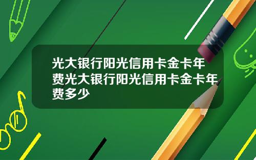 光大银行阳光信用卡金卡年费光大银行阳光信用卡金卡年费多少