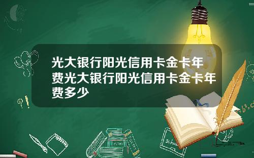 光大银行阳光信用卡金卡年费光大银行阳光信用卡金卡年费多少
