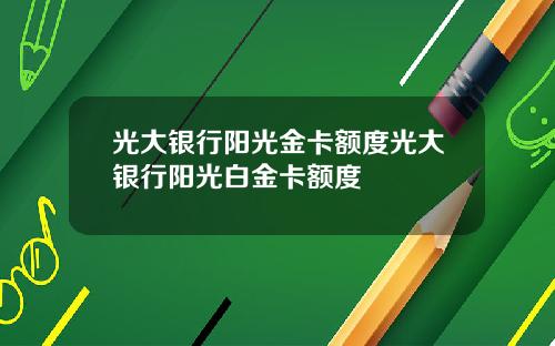 光大银行阳光金卡额度光大银行阳光白金卡额度