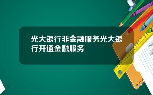 光大银行非金融服务光大银行开通金融服务