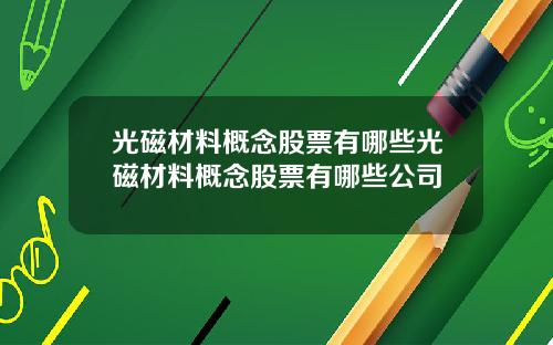 光磁材料概念股票有哪些光磁材料概念股票有哪些公司