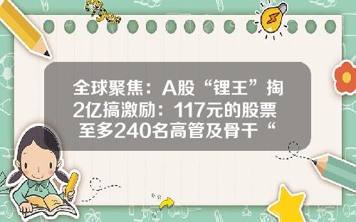 全球聚焦：A股“锂王”掏2亿搞激励：117元的股票 至多240名高管及骨干“0元购”_1