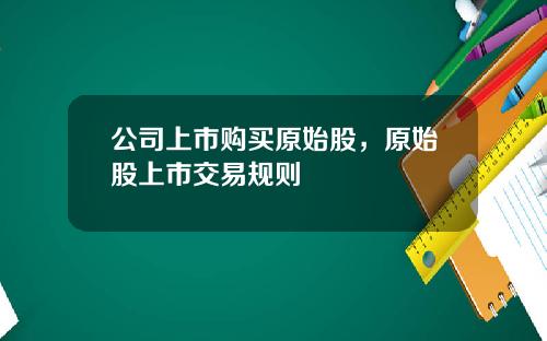 公司上市购买原始股，原始股上市交易规则