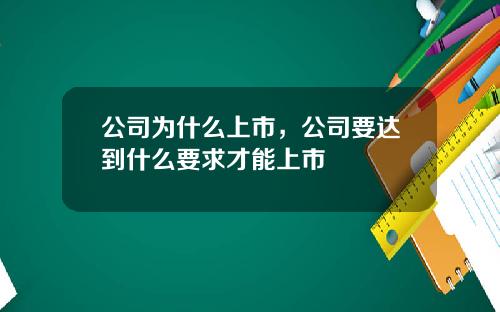 公司为什么上市，公司要达到什么要求才能上市