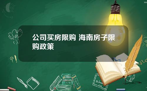公司买房限购 海南房子限购政策 公司买房限购 海南房子限购政策
