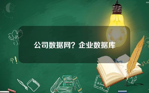 公司数据网？企业数据库